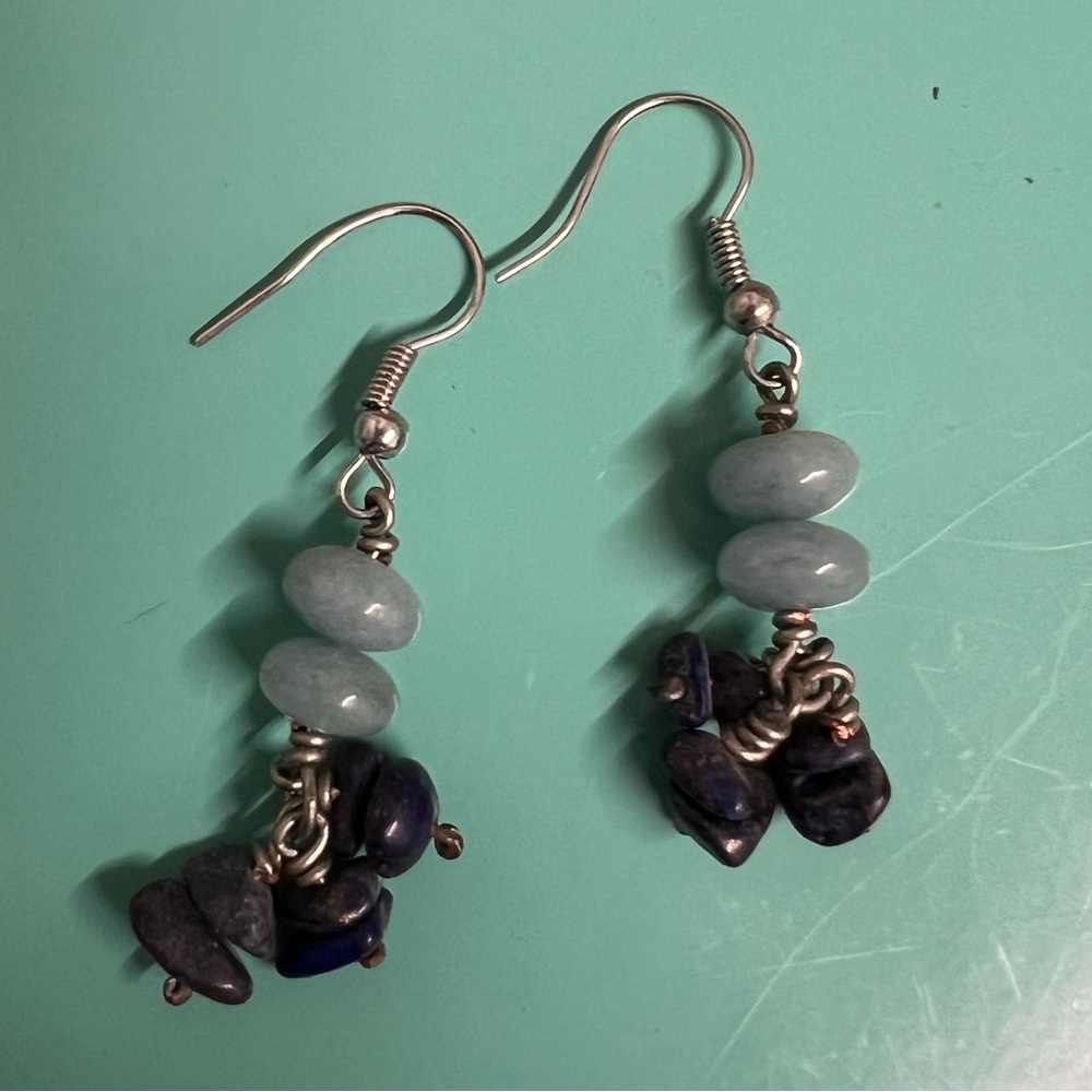 New surgical steel lapis blue crystal earrings hypoallergenic crystal boho